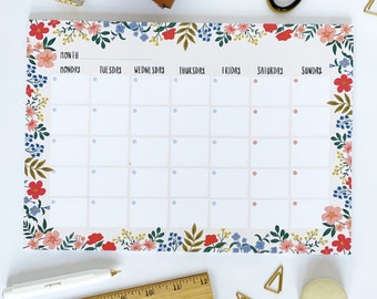 Organized in Style with our Floral Monthly Planner - Desk Planner - Undated Planner - Planner Agenda - Productivity Planner- Monthly Planner