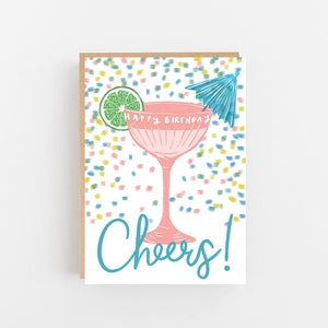 Proost op een fantastische verjaardag met onze proost Happy Birthday Card - Cheers Happy Birthday Card - cocktail verjaardagskaart - verjaardagskaart vriend