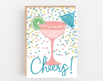 Toast to a Fabulous Birthday with Our Cheers Happy Birthday Card -Cheers Happy Birthday Card - Cocktail Birthday Card - Friend Birthday Card