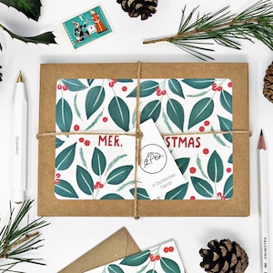 Merry Christmas Berries set di 8 biglietti di Natale - Confezione di biglietti di Natale illustrati x 8 - Set di 8 biglietti Biglietti di Natale - Biglietti di beneficenza