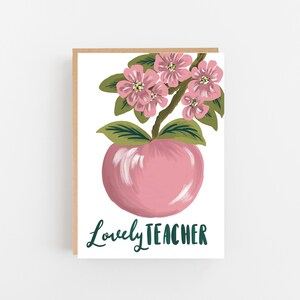 Lindo cartão de professor com flor de maçã