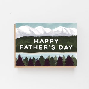 Bonne fête des pères | carte illustrée pour la fête des pères | carte pour papa | Papa aventureux | Carte pour la fête des pères en plein air