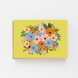Bunte gelbe Blumen Blanko Grußkarte