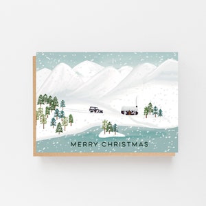 Cartão de Natal das Montanhas Nevadas - Cartão de Feliz Natal - Cartão de Natal das Montanhas Nevadas