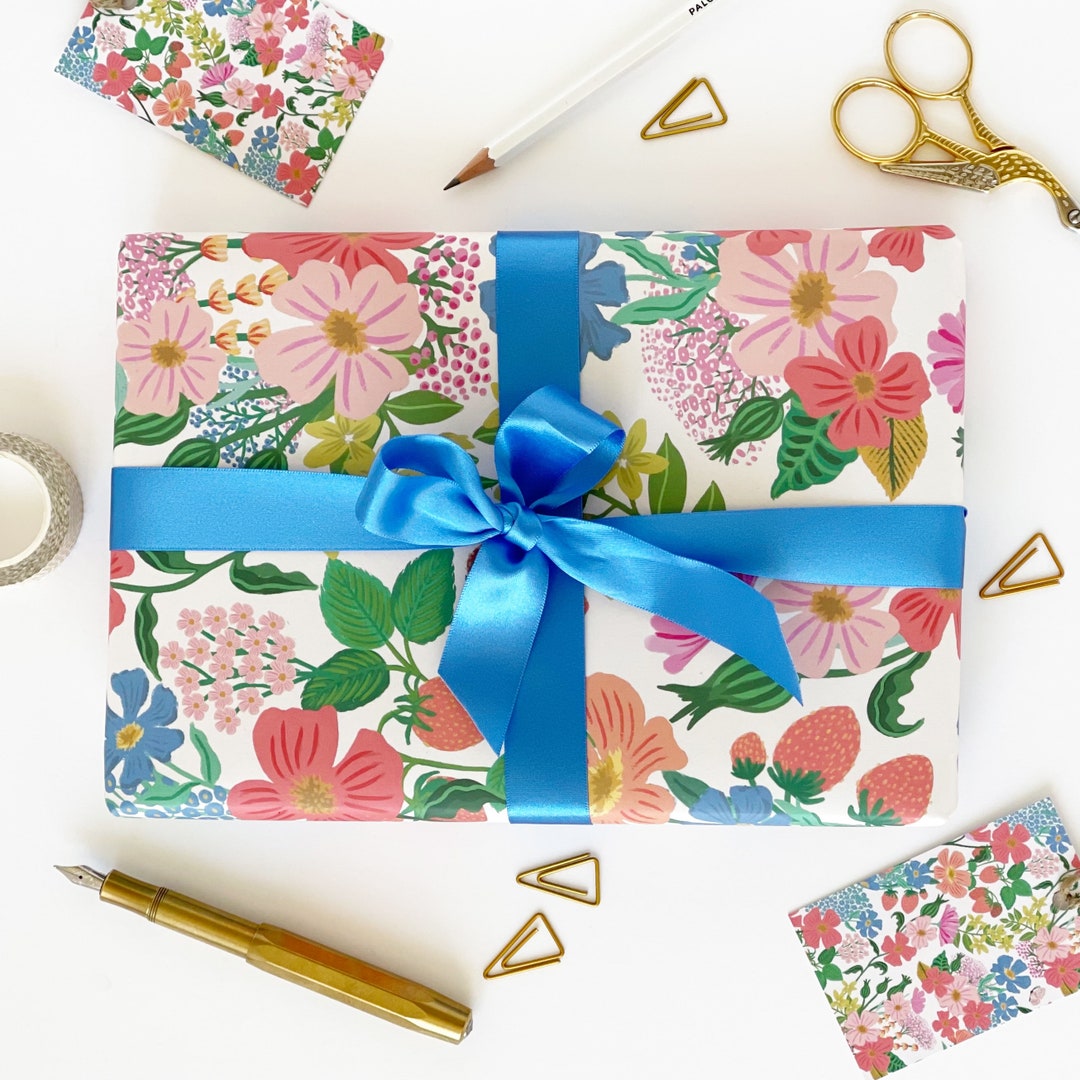 Summer Flowers Recyclable Wrapping Paper Set - CREAM Eco Friendly Gift ...