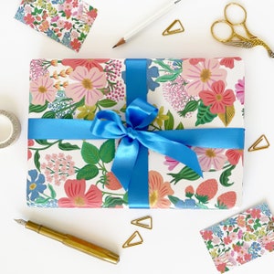 Summer Flowers Recyclable Wrapping Paper Set - CREAM Eco Friendly Gift Wrap & Tags