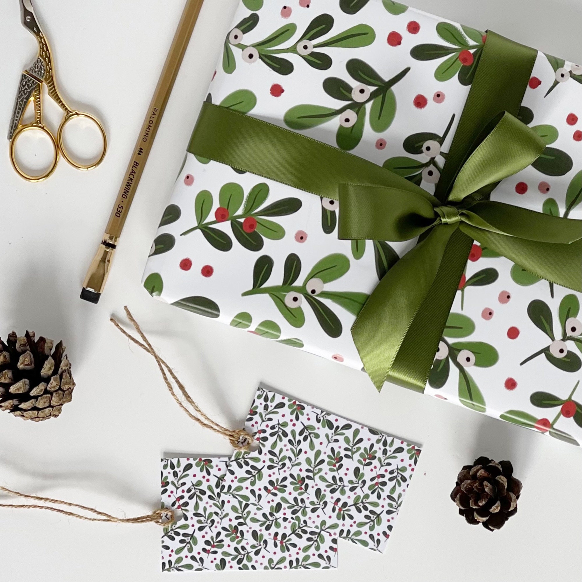 Christmas Mistletoe Recyclable Wrapping Paper