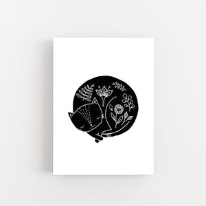 VENDITA - Cartoline illustrate in bianco e nero per gatti in un design popolare