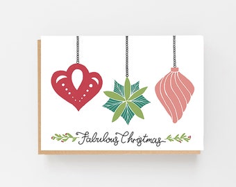 Three Baubles "Fabulous Christmas" Card