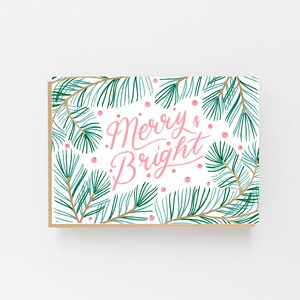 Cartão de Natal alegre e brilhante - Cartão de Natal com padrão de abeto - Conjunto de cartões de Natal - Cartões de Natal ilustrados