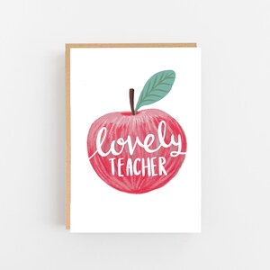 Personalize Your Message of Gratitude with Our Teacher Card  - Card for Teacher - Teacher Card - Cute Apple - Send Direct Option