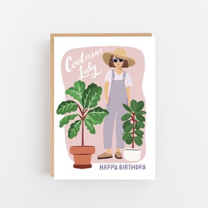 Cool Plant Lady Happy Birthday Wenskaart - Plant Lover Wenskaart - Cool Plant Lady