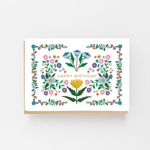 Cartão de feliz aniversário - Folk BRANCO