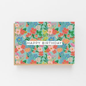 Happy Birthday Sommer Blumen Grün - Geburtstagskarte | Herzliche Geburtstagswünsche mit unserer Sommerblumen Green Card