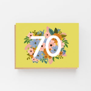 Floral Birthday Card - Perfect for 70th Birthdays and Wedding Anniversaries  Elegant Floral 70th Celebrations Birthday and Anniversary Card