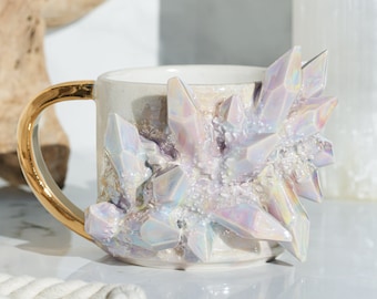 Aura Prism Crystal Mug | Handmade mug for a unique and artistic way to enjoy your favorite hot beverage with a touch of natural beauty