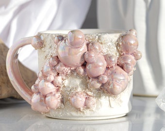 Aura Champagne Pearl Mug | Handmade mug for a unique and artistic way to enjoy your favorite hot beverage with a touch of natural beauty