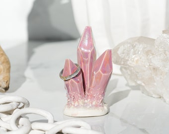 Crystal Ring Holder | Handmade ceramic crystal ring holder for an elegant and functional jewelry organizer