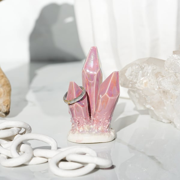 Crystal Ring Holder | Handmade ceramic crystal ring holder for an elegant and functional jewelry organizer