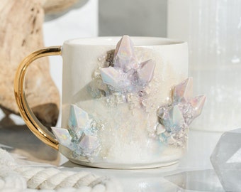 Aura Prism Crystal Lite Mug | Handmade mug for a unique and artistic way to enjoy your favorite hot beverage with a touch of natural beauty