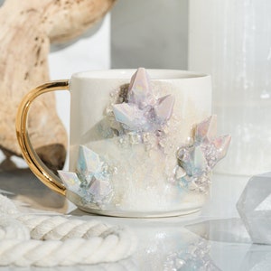 Aura Prism Crystal Lite Mug Handmade mug for a unique and artistic way to enjoy your favorite hot beverage with a touch of natural beauty image 1