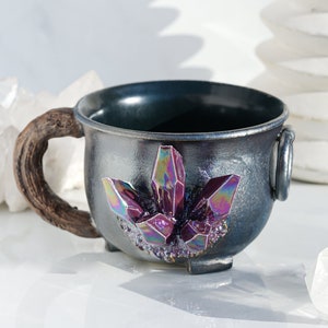 Crystal Witches Cauldron Mug | CHOOSE YOUR COLOR | Perfect for Halloween, Pagan Rituals, and Witchy Brews