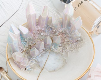 6" Aura Prism Crystal Dish | Handmade ceramic crystal dish for a unique and elegant jewelry holder