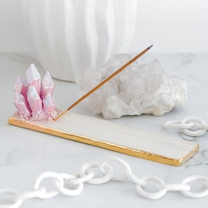 Crystal Incense Holder | Handmade ceramic incense holder for an artistic way to burn your incense with a touch of natural beauty