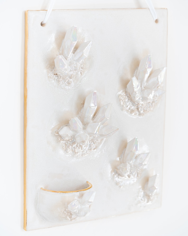 Hanging Crystal Jewelry Display 12x9 CHOOSE YOUR COLOR Handmade ceramic wall-mounted crystal jewelry display image 9