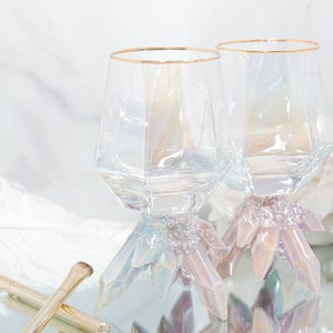 Aura Prism Crystal Rocks Glasses Set of Two Handmade ceramic crystal based rocks glasses, adding elegance to your table setting image 6