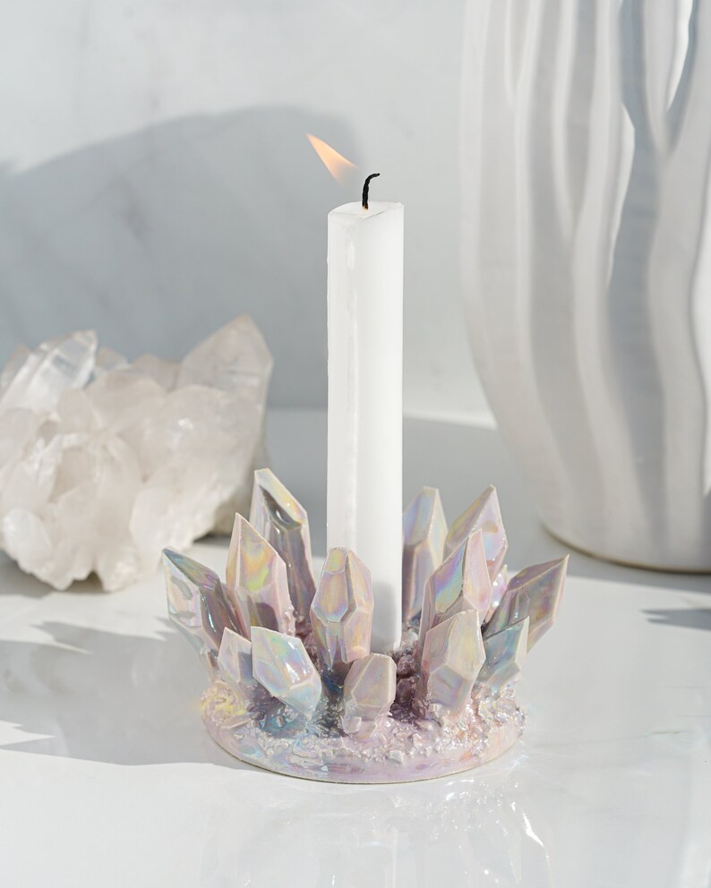 Aura Prism Crystal Candle Holder Handmade Crystal Candle Etsy