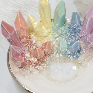 6 Rainbow Crystal Dish Handmade ceramic crystal dish for a unique and elegant jewelry holder image 6