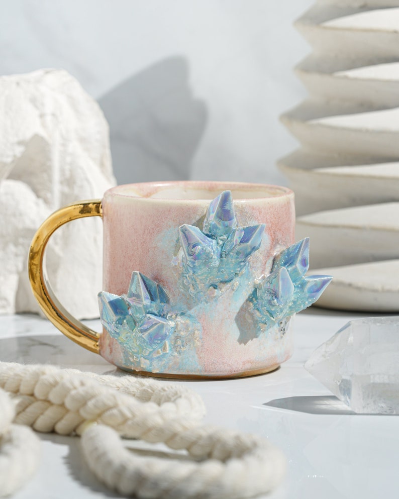 Crystal Lite Mug CHOOSE YOUR COLOR Handmade mug for a unique way to enjoy your favorite hot beverage with a touch of natural beauty image 1