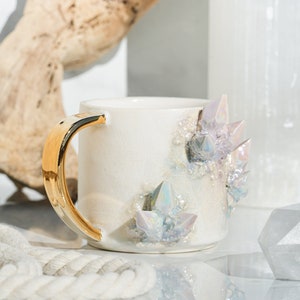 Aura Prism Crystal Lite Mug Handmade mug for a unique and artistic way to enjoy your favorite hot beverage with a touch of natural beauty image 2