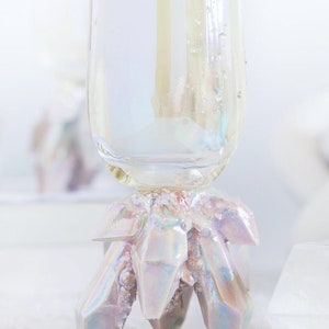 Aura Prism Crystal Champagne Flutes Set of Two Handmade ceramic crystal based champagne flutes, adding elegance to the table setting image 4