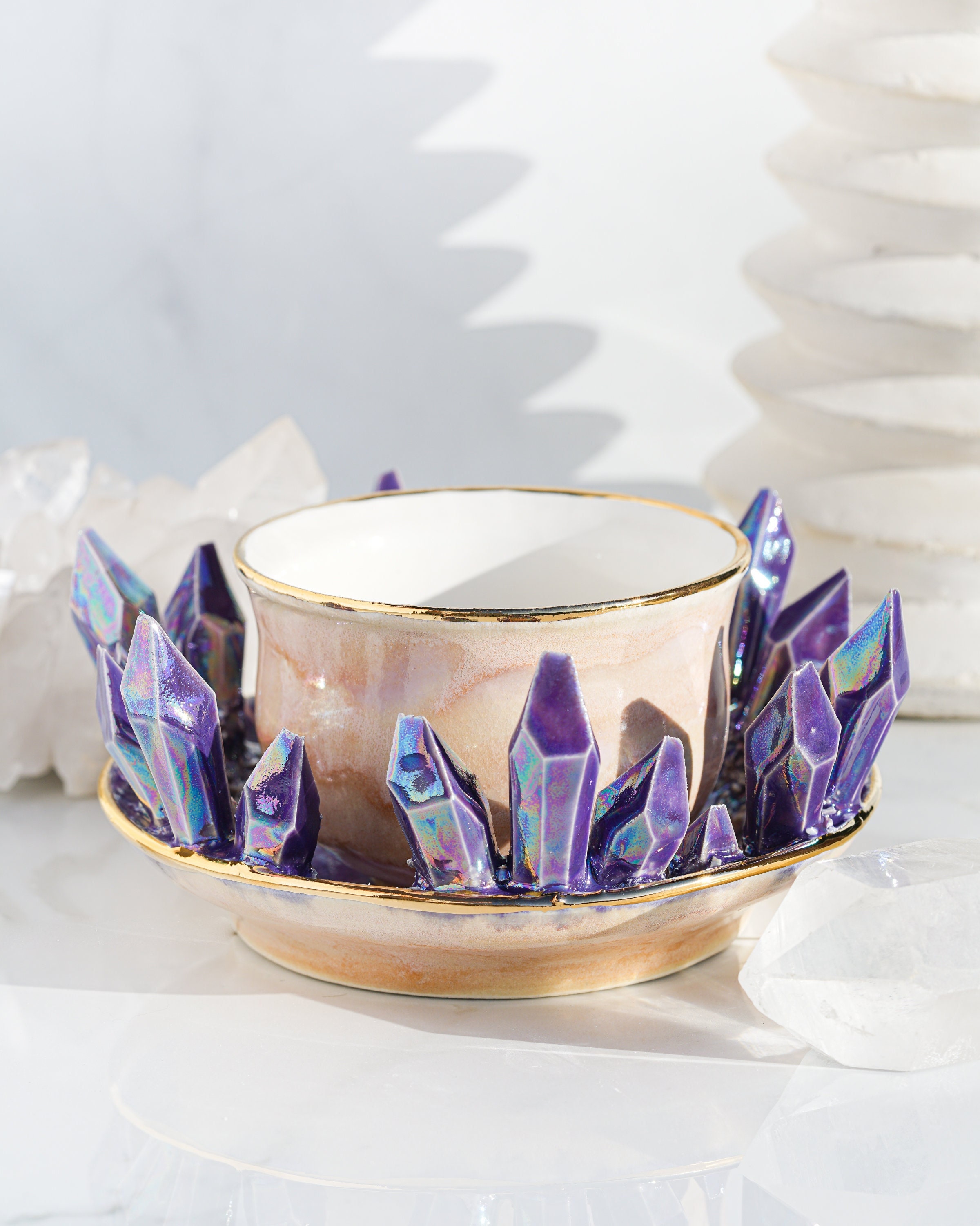 Aura Crystal Cup and Saucer Set CHOOSE YOUR COLOR Unique Handmade Ceramic  Cup and Saucer Set for Tea Lovers -  Israel