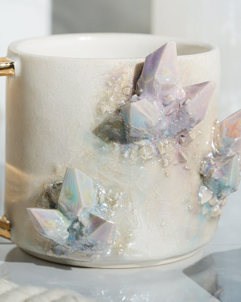 Aura Prism Crystal Lite Mug Handmade mug for a unique and artistic way to enjoy your favorite hot beverage with a touch of natural beauty image 6