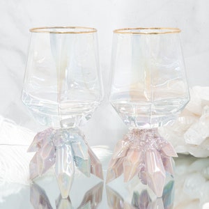 Aura Prism Crystal Rocks Glasses Set of Two Handmade ceramic crystal based rocks glasses, adding elegance to your table setting image 4