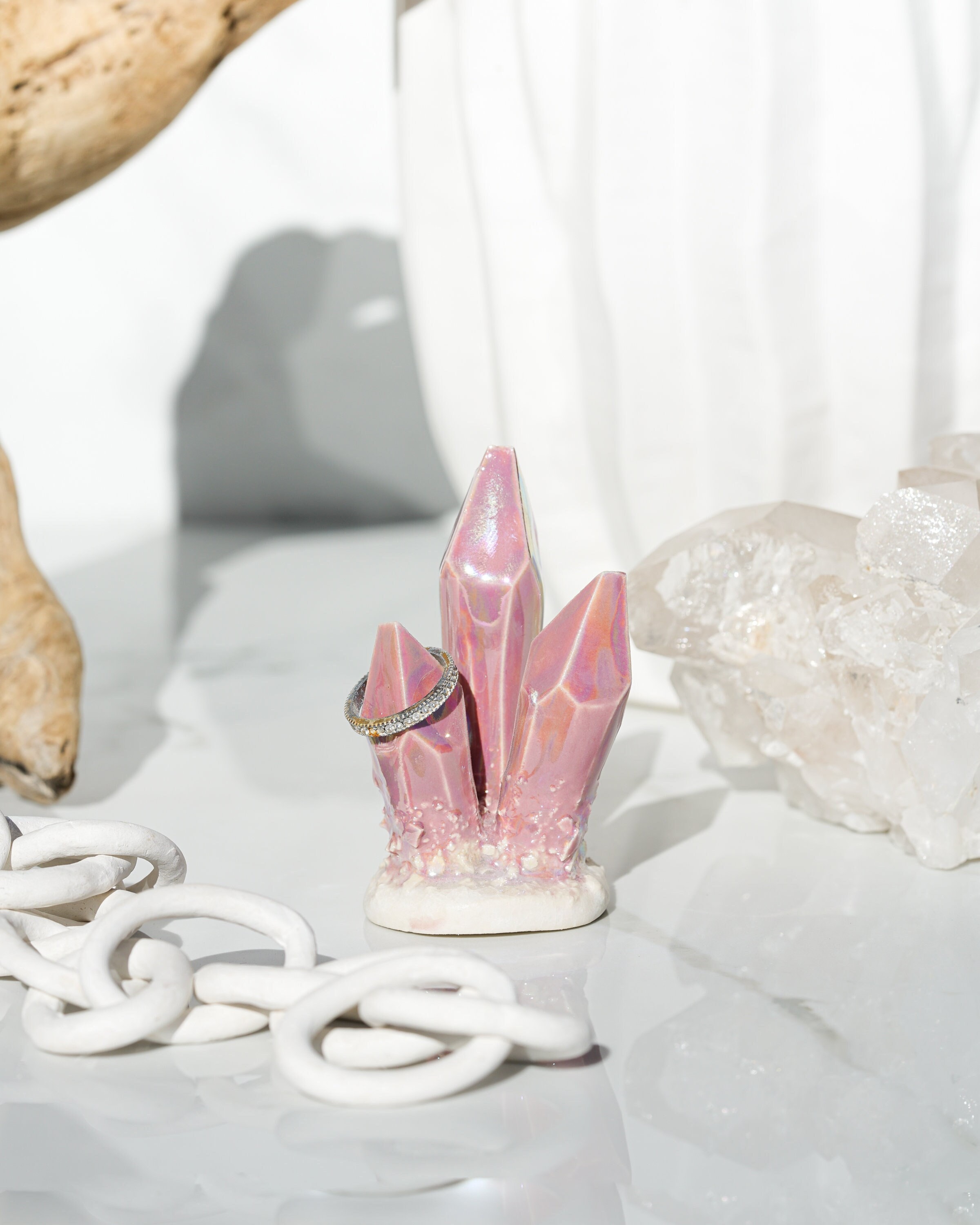 Crystal Ring Holder Handmade Ceramic Crystal Ring Holder for an