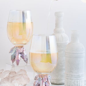 Aura Prism Crystal Champagne Flutes Set of Two Handmade ceramic crystal based champagne flutes, adding elegance to the table setting image 3