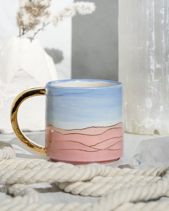 READY TO SHIP: Pink Sands Hand Painted Landscape Mug | Handmade southwest mug, adding a touch of natural beauty to your morning coffee