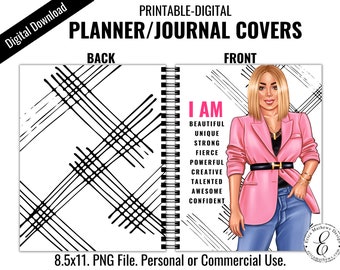 Printable Planner Cover, Affirmation Journal Notebook Covers, Dashboard Insert, 8.5x11, Digital Download, Personal Or Commercial Use