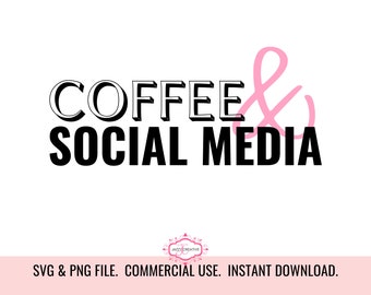 Café et médias sociaux PNG SVG / fichier numérique / dessins graphiques de t-shirt / usage commercial / téléchargement immédiat