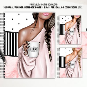 3 Printable Journal Covers, Planner Notebook Covers, Digital Planner Cover, Dashboard, 8.5x11, Digital Download, Personal Or Commercial Use