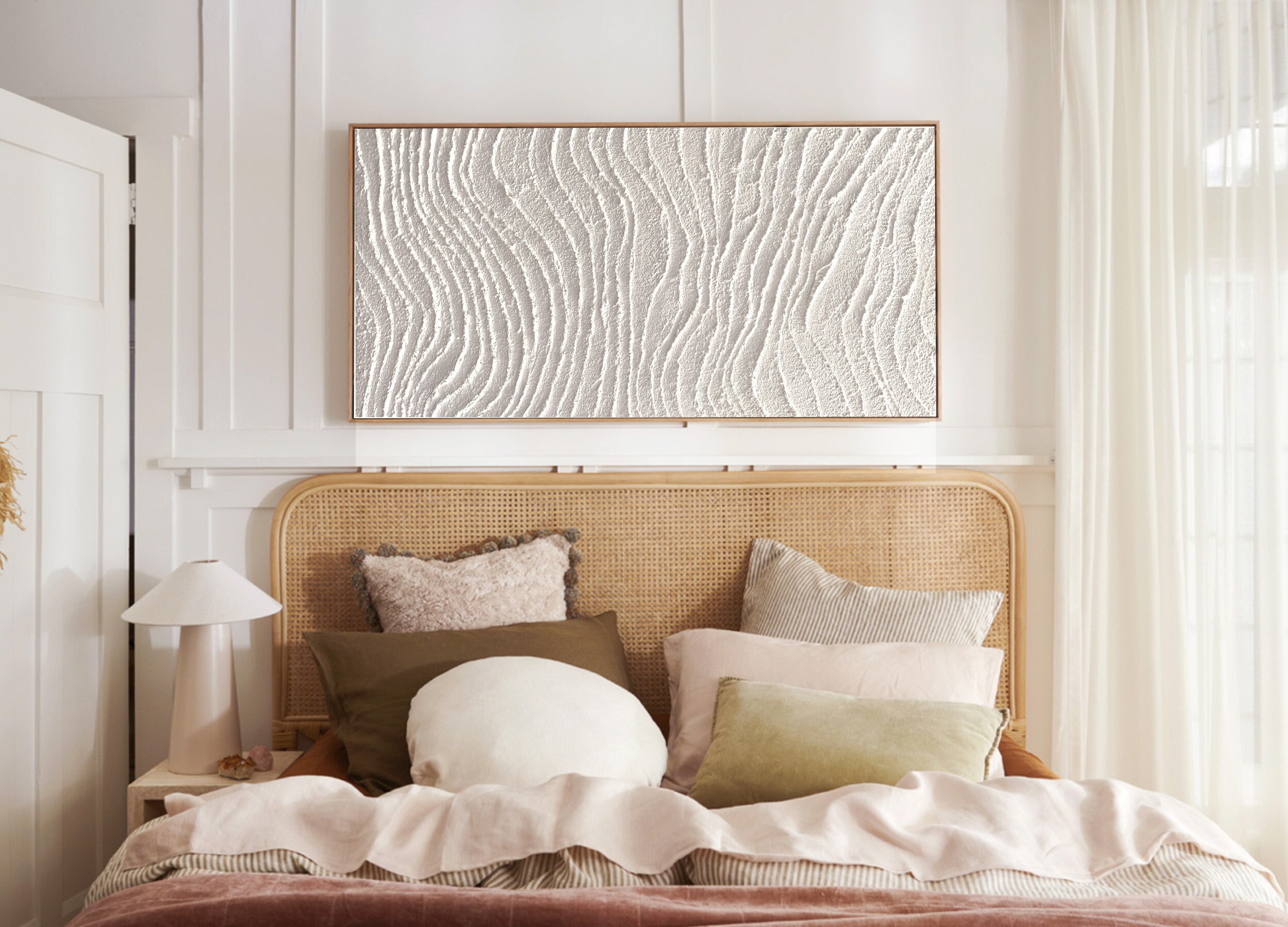 White Plaster Textured Abstract Waves Wall Art Etsy