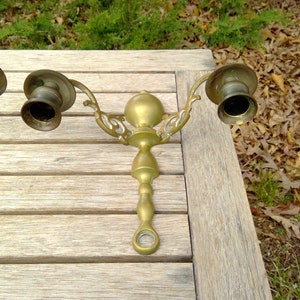 Vintage Brass Metal WALL SCONCES Candle Holders Pair App 9 Tall Two Arm Candlestick Holders Dining Livingroom www.etsy.com/shop/K1VINTAGE image 8
