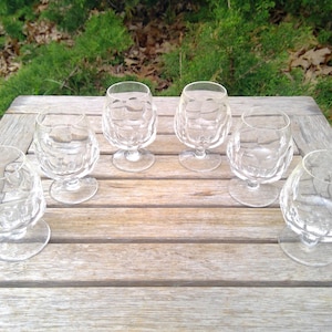 Vintage BRANDY COGNAC SNIFTERS Crystal Glass Set 6 Small 3 3/4&quot; Delicate Cordial Glasses Thumbprint Pattern Nice www.etsy.com/shop/K1VINTAGE