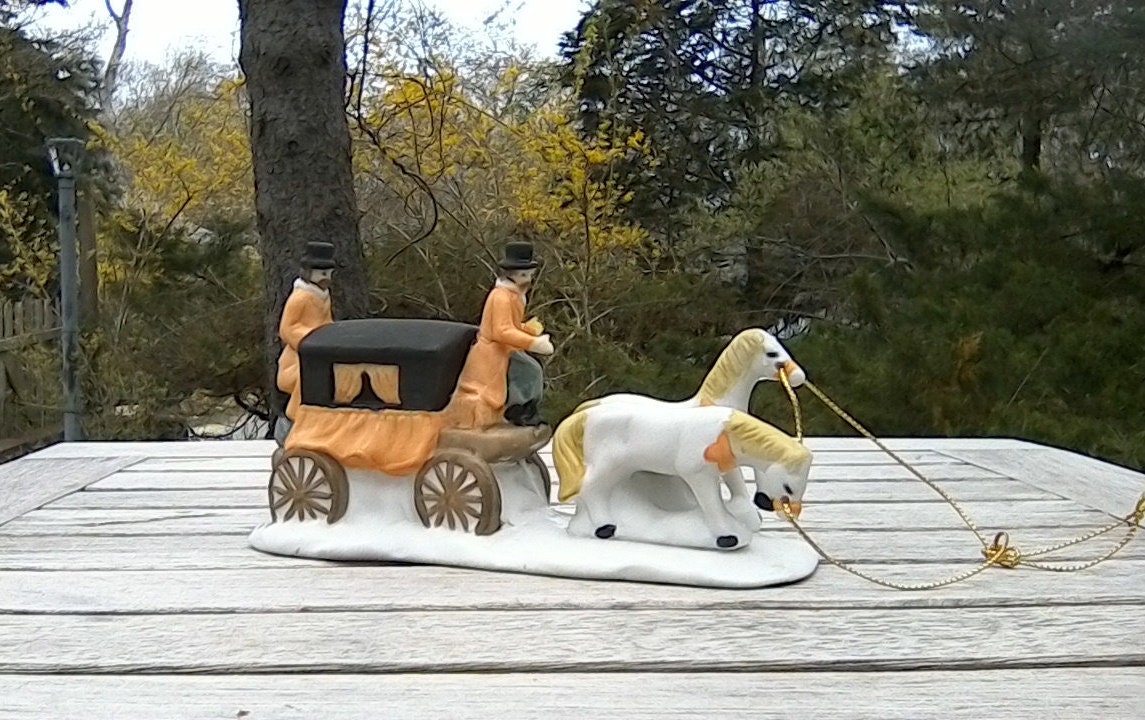 Vintage HORSE Drawn CARRIAGE Christmas Tree Ornament Ceramic Etsy
