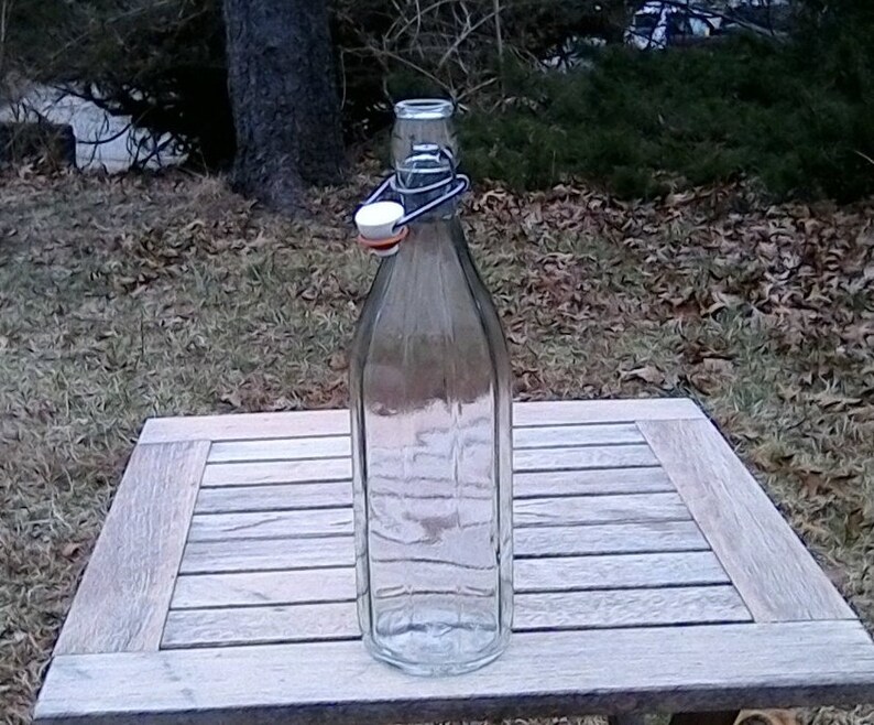 Antique Glass Beer Bottle Swing Top Green Tint 10 Sided Bottle Etsy