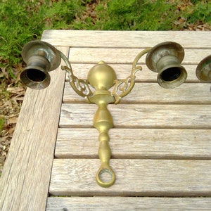 Vintage Brass Metal WALL SCONCES Candle Holders Pair App 9 Tall Two Arm Candlestick Holders Dining Livingroom www.etsy.com/shop/K1VINTAGE image 7